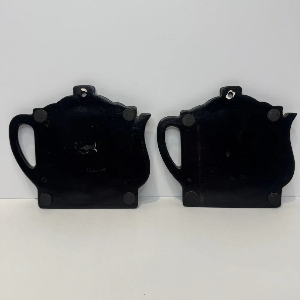 Vintage Apple Teapot Wall Plaque Trivet Set Country Farm Kitchen Decor